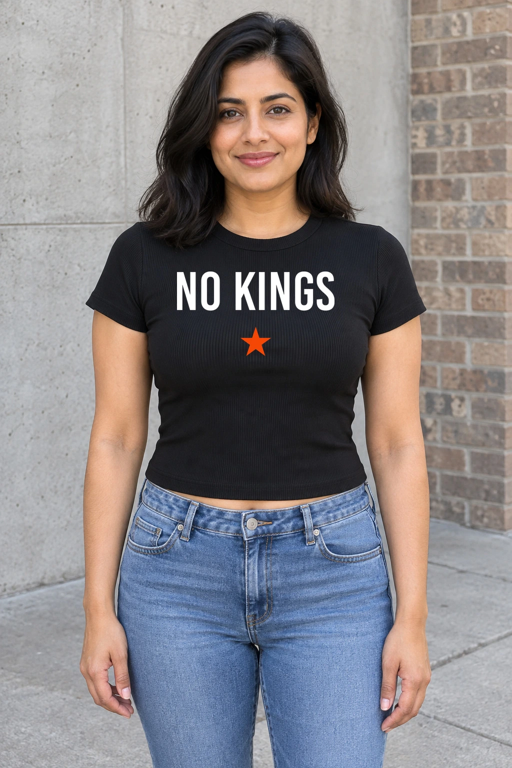 The No Kings Baby Tee — Black