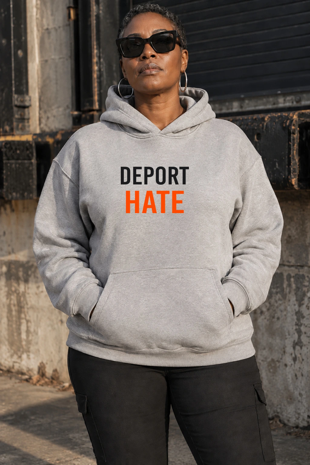 Deport Hate Hoodie — Heather Grey