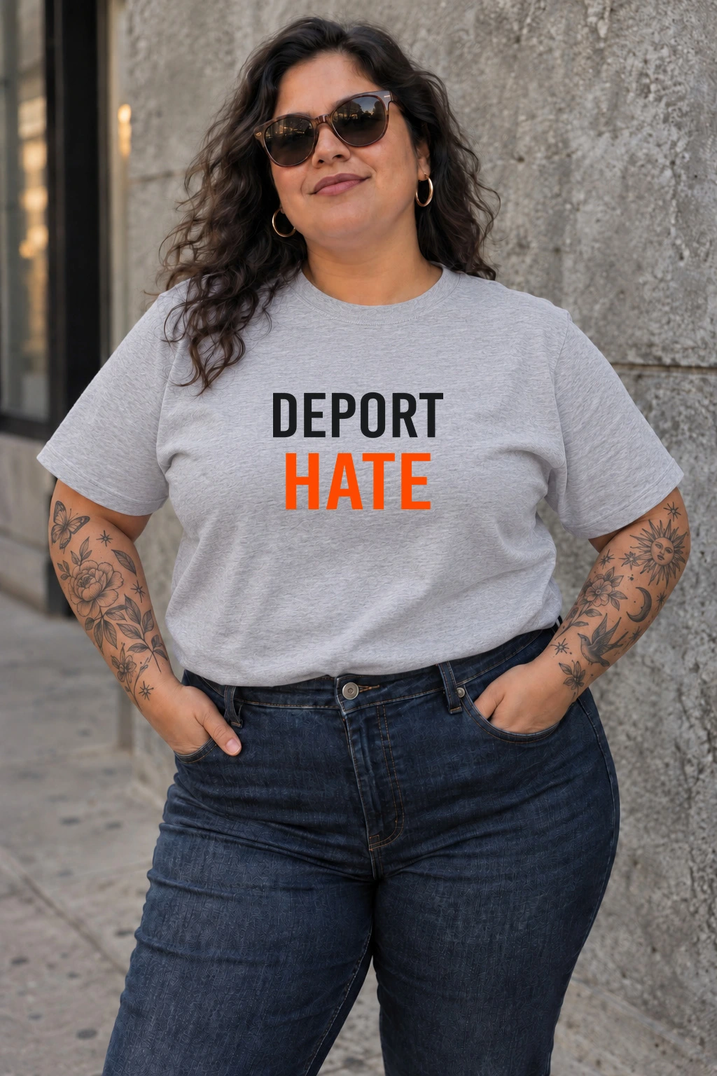 Deport Hate Tee — Heather Grey