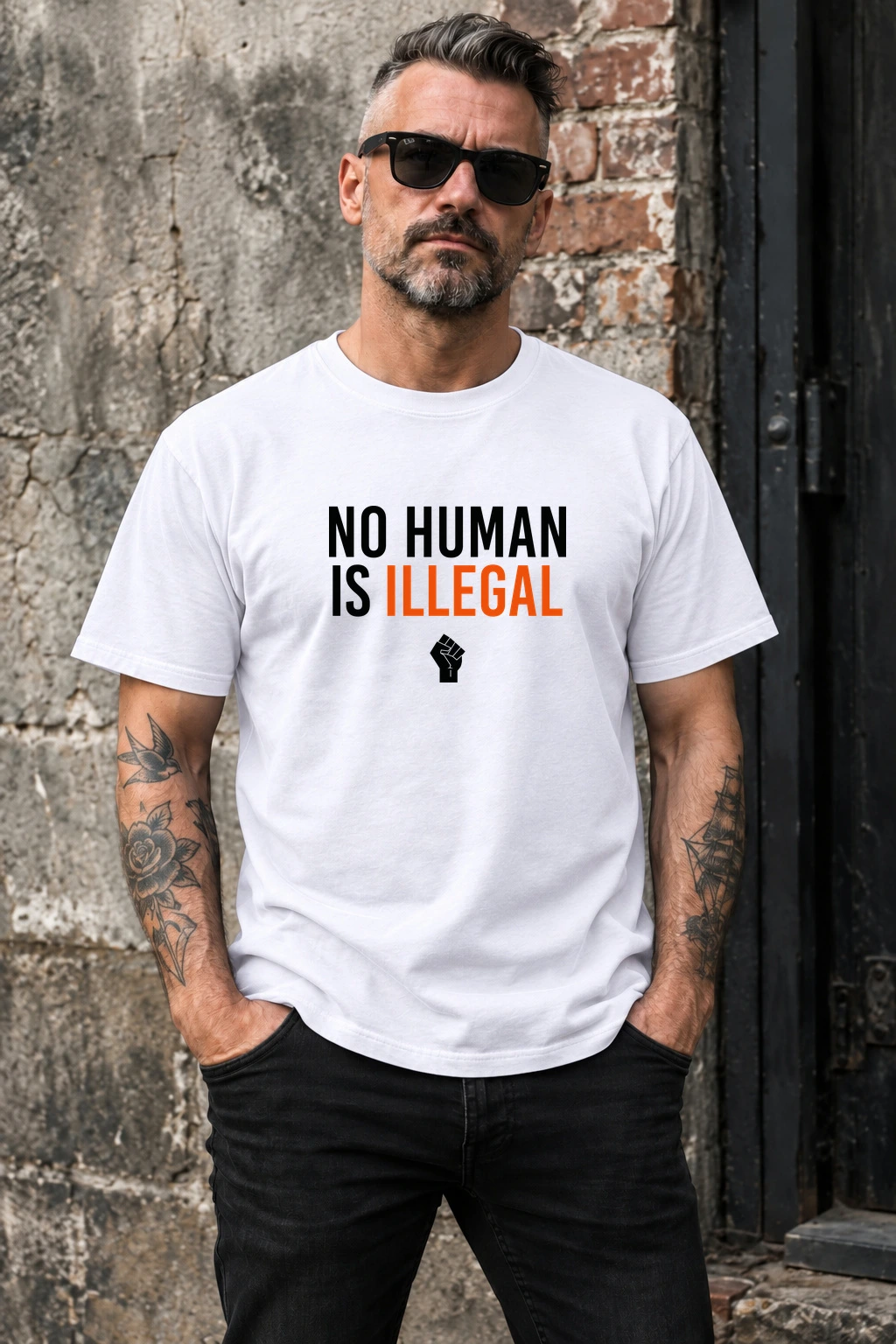 No Human Tee — White