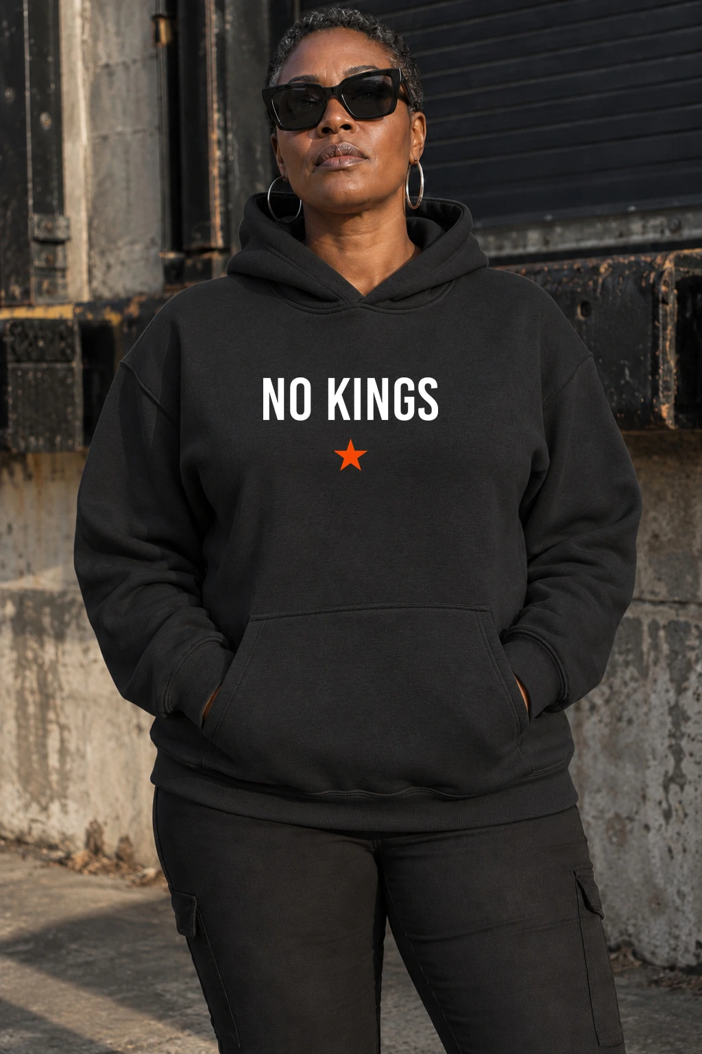 The No Kings Front Hoodie — Black